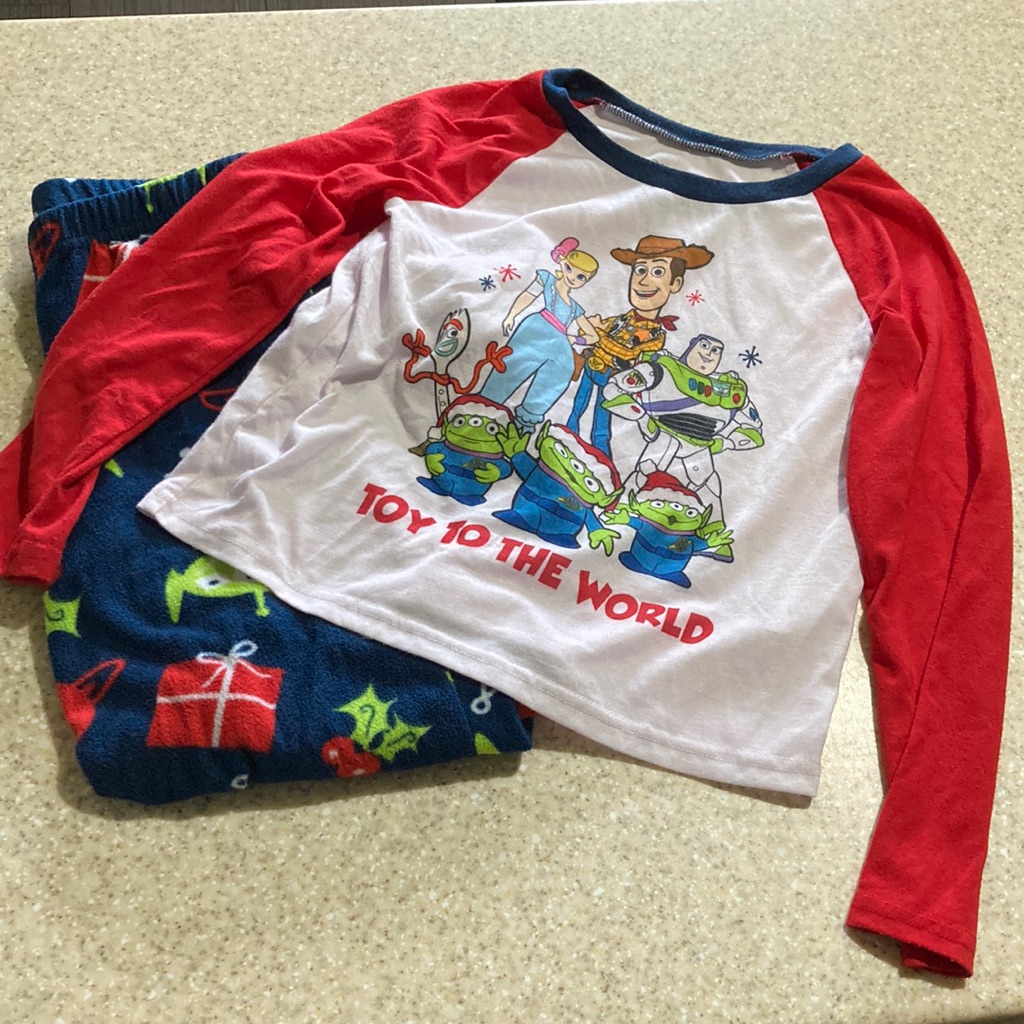 Toy Story Christmas Pajamas Size 8 Kids Unisex Two Piece Fleece